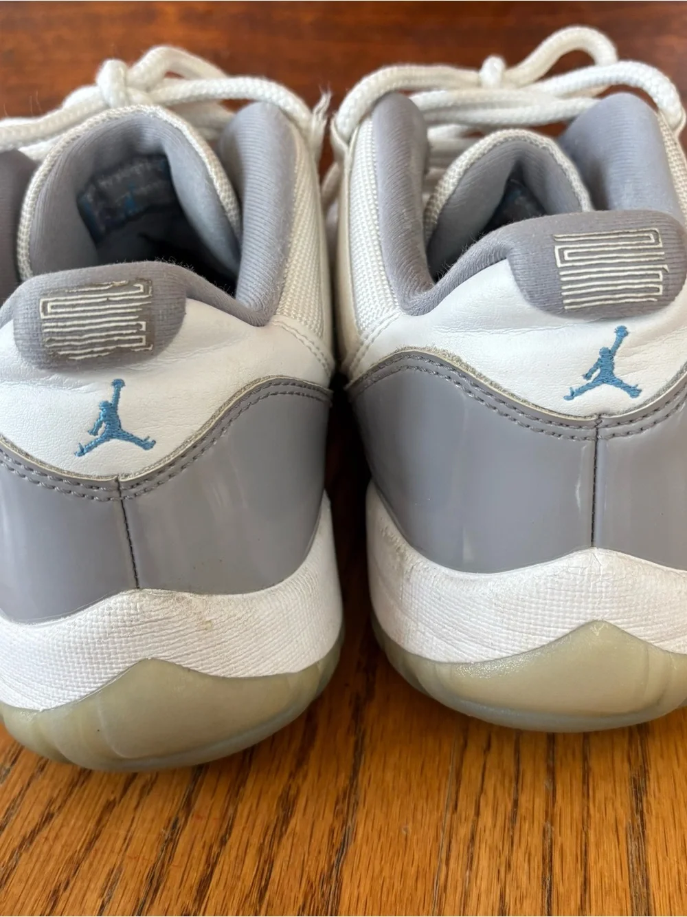 Jordan Gray and White Shoe Tag Close-Up